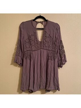 Free People Tunic Women’s Size XS Mauve Purple Wildest Dreams Lace Tunic dress